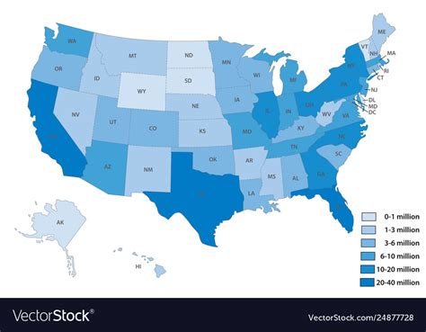 Map United States Population Royalty Free Vector Image