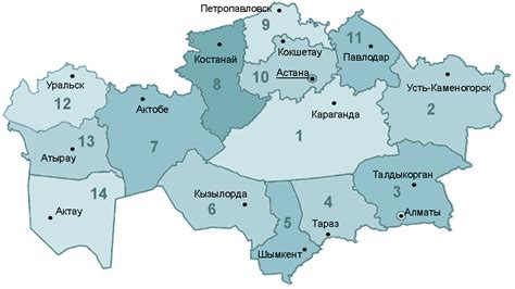 kazakhstan oblast map