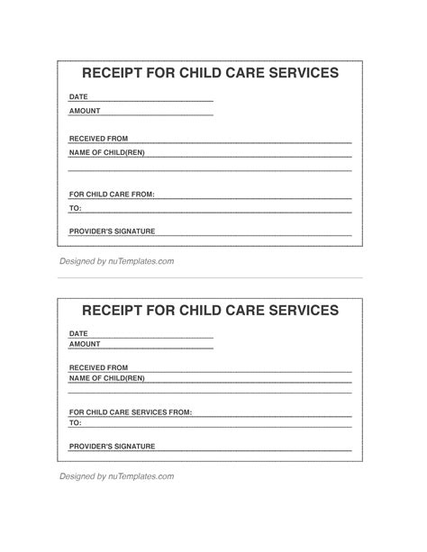 printable daycare receipt