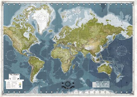 detailed large world map huge map   world   etsy