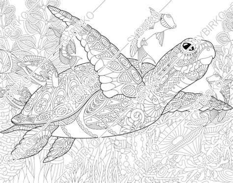 coloring pages  adults sea turtle adult coloring pages etsy