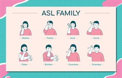 american sign language family  vector art  vecteezy