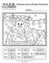 Christmas Worksheet Coloring Printable Worksheets Kindergarten Color Number Kids Holiday Kindergartenworksheets Thank Please sketch template