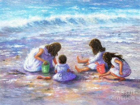 Finding Sea Shells Four Sisters Painting By Vickie Wade Fine Art America