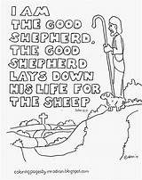 Shepherd Coloring Good Pages Am Bible Kids Printable Lord Verse Parable Sheets Jesus Colouring Sheet Light Sheep Color John Sunday sketch template