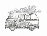 Van Volkswagen Drawing Hippie Vw Drawings Bus Coloring Paintingvalley sketch template