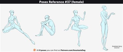 poses reference 37 female by anastasia on