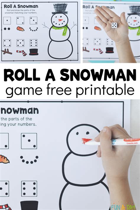 roll  snowman  printable game winter activities preschool