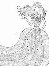 Spring Coloring Vector Adults Woman Zentangle Illustration Preview sketch template