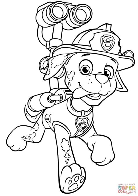 paw patrol coloring pages marshall  firetruck coloring home