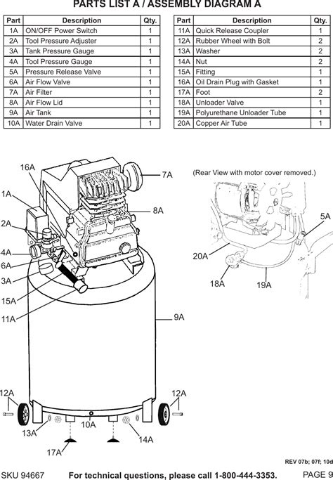 central pneumatic air compressor parts manual