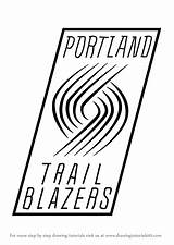 Blazers Logo Portland Trail Draw Drawing Step Nba Tutorials Drawingtutorials101 sketch template