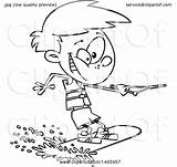 Cartoon Wakeboarding Boy Illustration Royalty Clipart Toonaday Lineart Vector Clip sketch template
