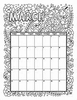 Calendar Coloring March Pages Printable Kids Color 2021 Flowers Calender Printables Print Blank Woojr Monthly Adults Choose Board sketch template