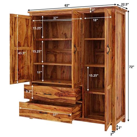 sheffield rustic solid wood large bedroom wardrobe armoire  drawer