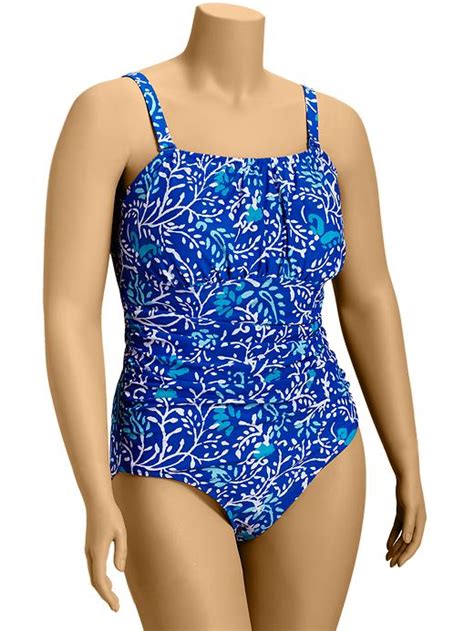 Old Navy Plus Ruched Bandeau Swimsuits In Blue Blue Lyst