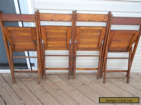 vintage wooden oak folding chairs set    sale