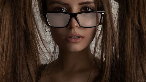 wallpaper face model long hair women with glasses