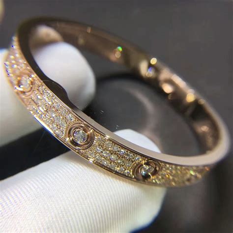 cartier love bracelet   pink gold set   brilliant cut diamonds  direct