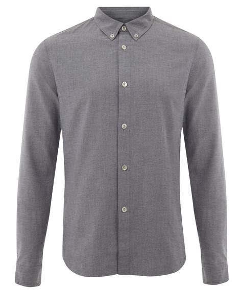 lyst apc mid grey buttondown oxford cotton shirt  gray  men