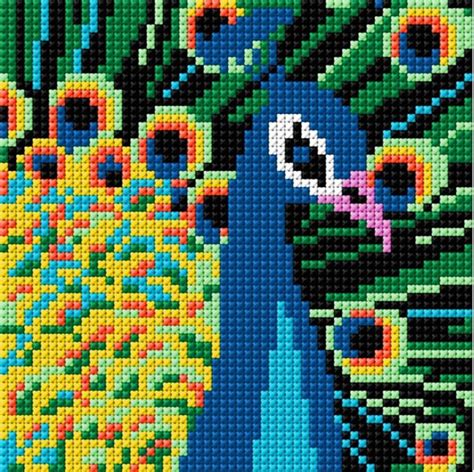 colourful peacock cross stitch pattern pdf pattern digital etsy