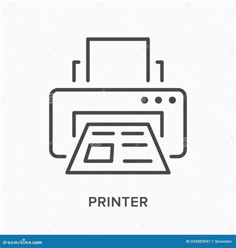 flatline pictogram voor printer vectoromtrek illustratie van computerapparaat zwart dun