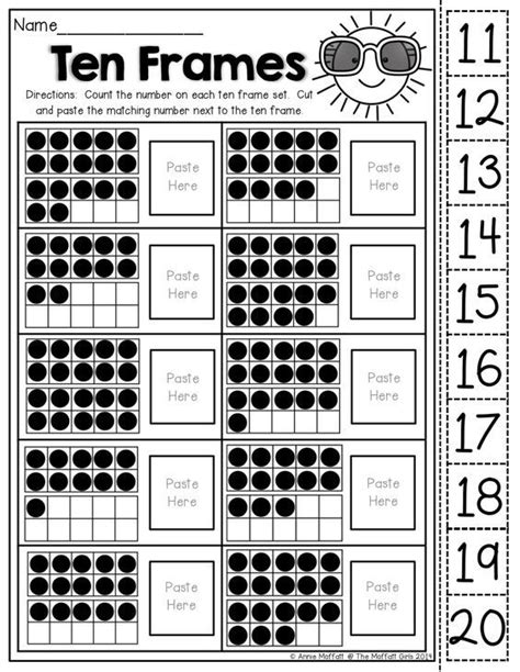 ten frames kindergarten math ten frame worksheet kindergarten