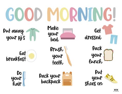 morning routine charts   printables printabulls