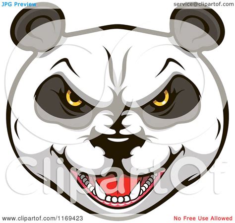 Clipart Of An Aggressive Giant Panda Face 2 Royalty Free