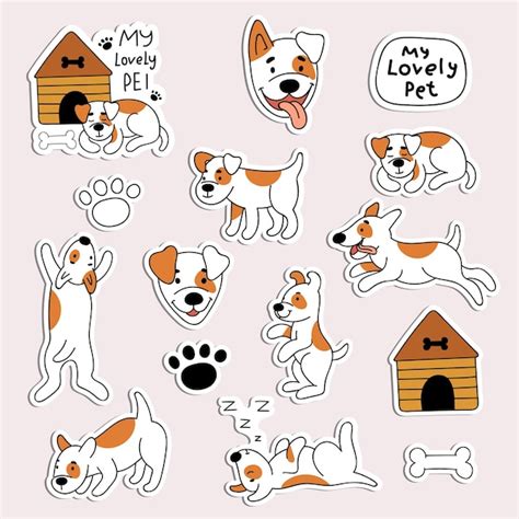 premium vector  set  stickers  cute dogs pets animals puppy