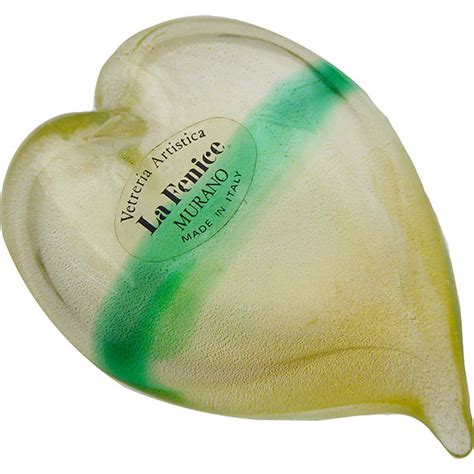 Murano Glass Mouthblown 24kt Gold Foil With Green Stripe