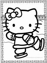 Kitty Hello Coloring Pages Christmas Winter Kids Colorare Printable Da Halloween Color Colouring Skating Ice Sheets Printables Natale Coloriage Activity sketch template