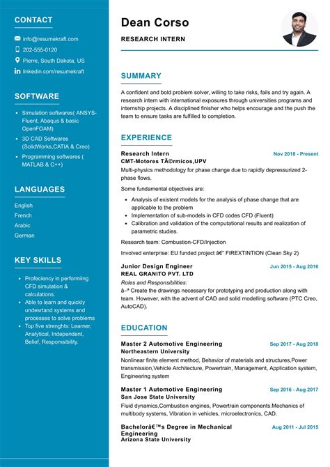 research intern resume sample   resumekraft