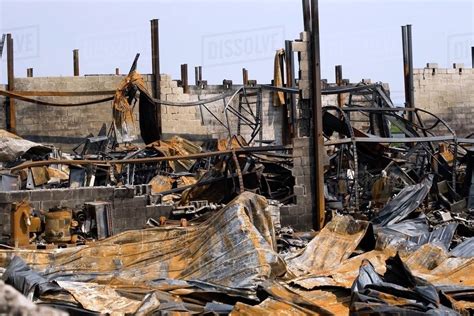 remnants  burnt  building stock photo dissolve