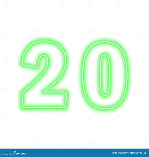 neon green number  isolated  white serial number price place stock vector illustration