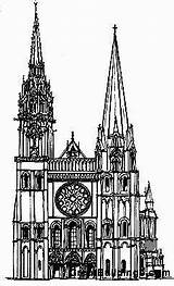 Chartres Cathédrale Catedral Gbc Greatbuildings Elev Gotica Lápices Bocetos sketch template