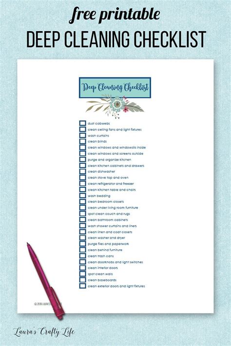 day  printable deep cleaning list
