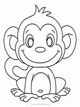 Monkey Coloring Kids Cute Printable Baby Pages Colouring Simple Preschool Sheet Jungle Zoo Sheets Book Cartoon Toddler Toddlers Kindergarten Drawing sketch template