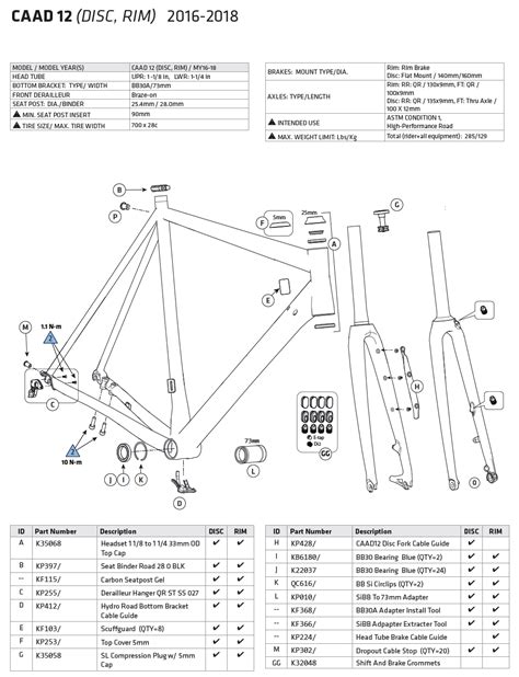 cannondale caad parts list  exploded diagram cannondalesparescom