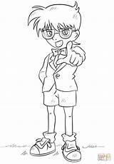 Conan Detective Coloring Pages Color Printable 코난 색칠 Anime Manga Cartoon Kudo 탐정 하기 Drawing Draw Drawings Boys sketch template