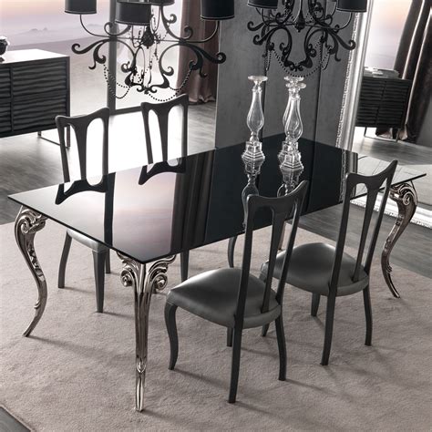 large black glass dining table set juliettes interiors