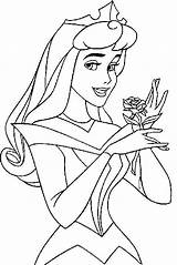 Coloring Aurora Sleeping Princess Disney Pages Beauty Rose Holding Printable Sheets Drawing Kids Print Coloring4free Book Colouring Baby Flower Color sketch template