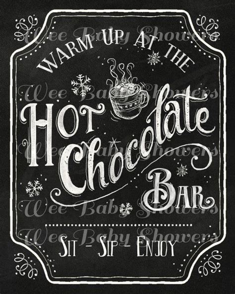 hot cocoa bar poster hand drawn chalkboard hot chocolate etsy hot