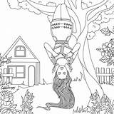 Coloring Pages Instagram Color Girl Therapy Tree Getcolorings Gusta Print Upside Down sketch template