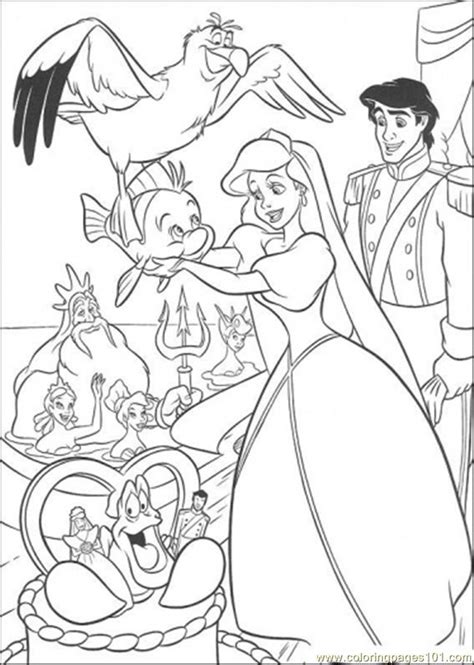 wedding ceremony  ariel  eric coloring page