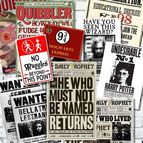 harry potter printable poster sign props etsy