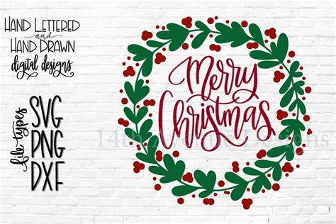 merry christmas svg christmas wreath svg hand lettered