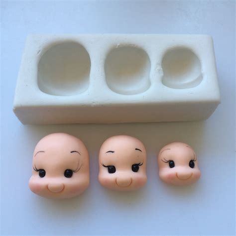 molde trio de cabeças laura biscuit moldes de silicone elo7