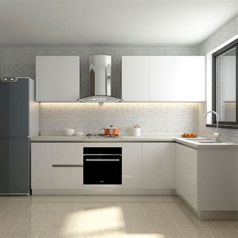 china oppein simple modern white slab style assembly kitchen set