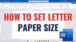 HOW TO SET LETTER PAPER SIZE IN MS WORD
